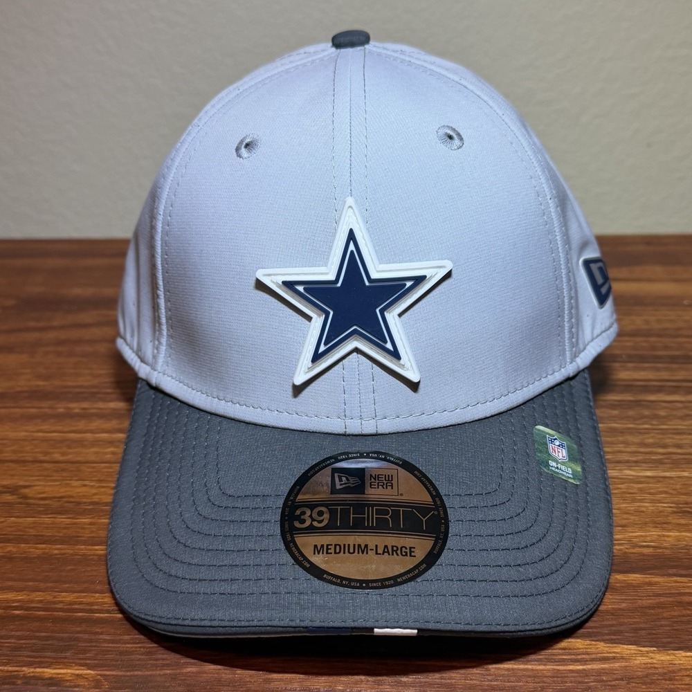 New Era Dallas Cowboys Training Camp Hat 39THIRTY Size M/L Grey Stretch Cap NEW
